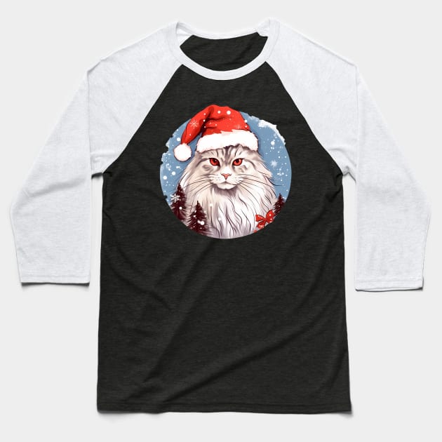 Siberian Cat Xmas, Love Cats Baseball T-Shirt by dukito